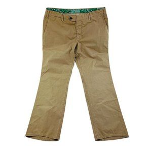 Trillion Brown Flat Front Cotton Stretch Pants Mens Size 35X29